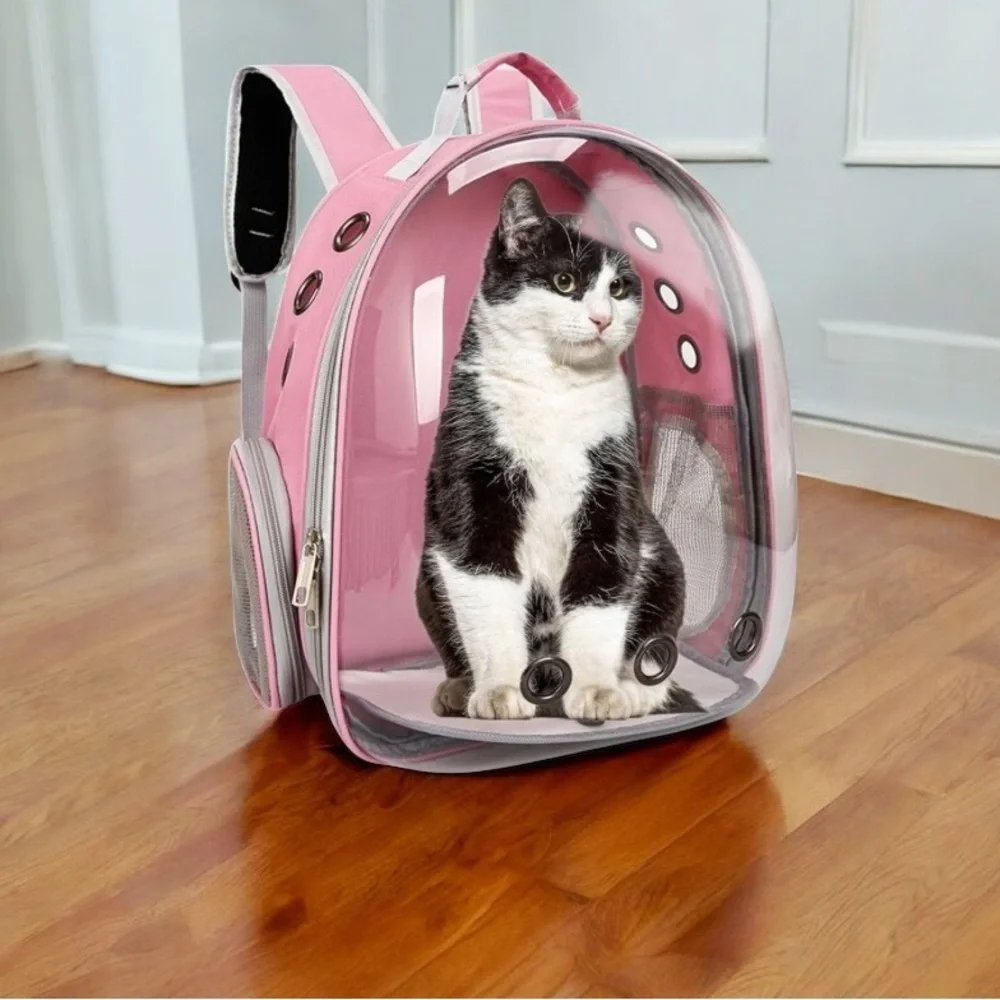 Pink PetPack Clear Bubble Carrier Backpack Breathable Space Capsule Small Cats